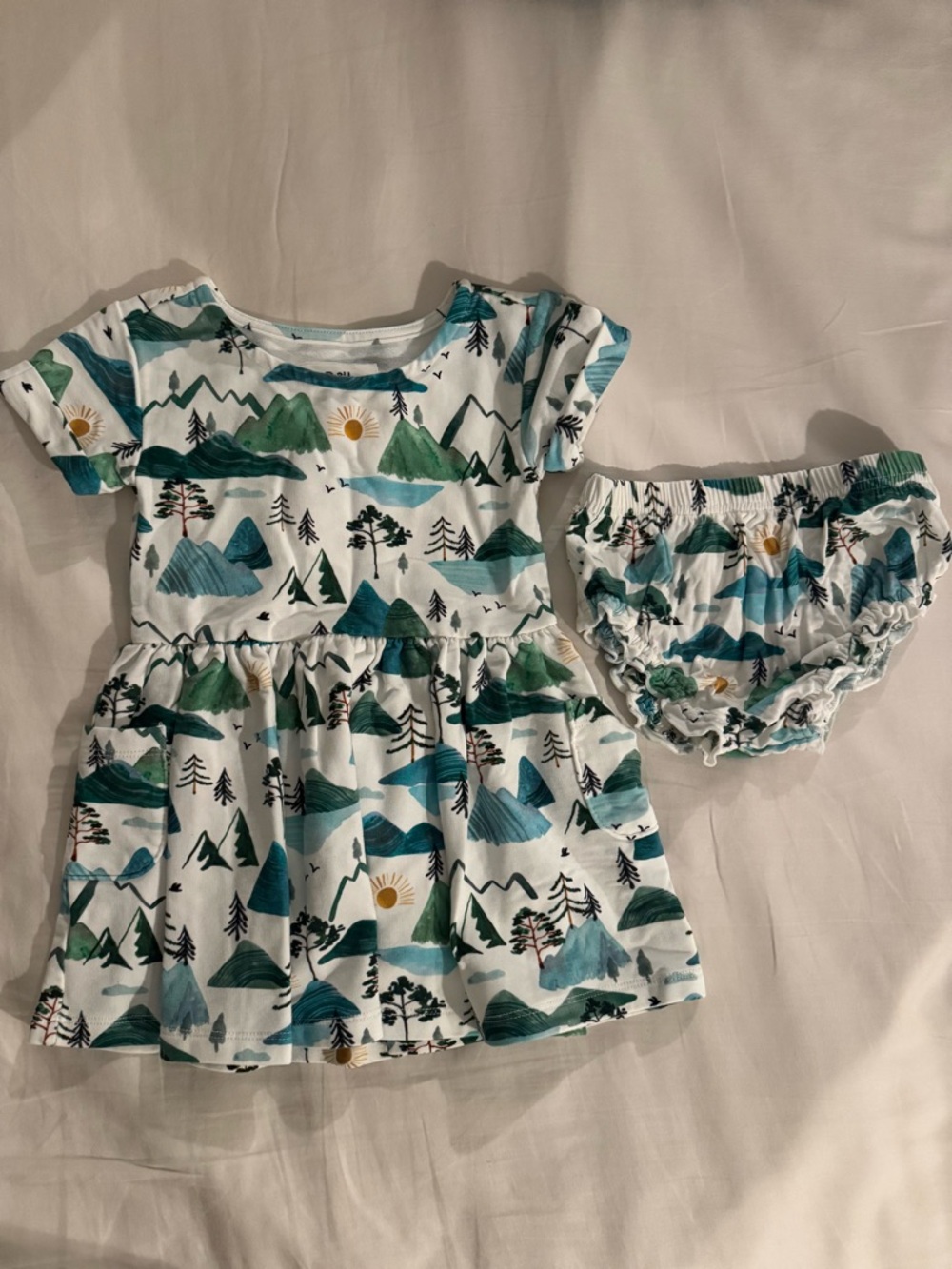 Little Sleepies Mountain Mist Patch Pocket Dress with Bloomer